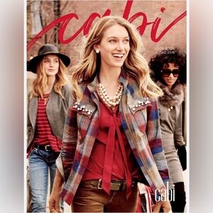 CABI Collage Plaid pearl embellished zip-up shacket jacket